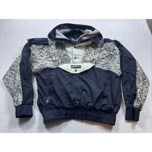 Zubaz Vintage Mens L Windbreaker Pullover Black Snakeprint See Description